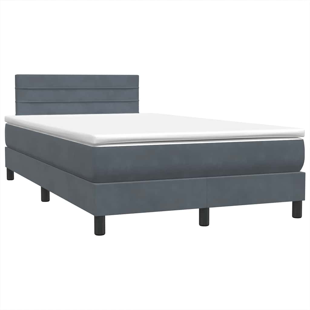 Box Spring krevet s madracem tamno sivi 120x220 cm baršun