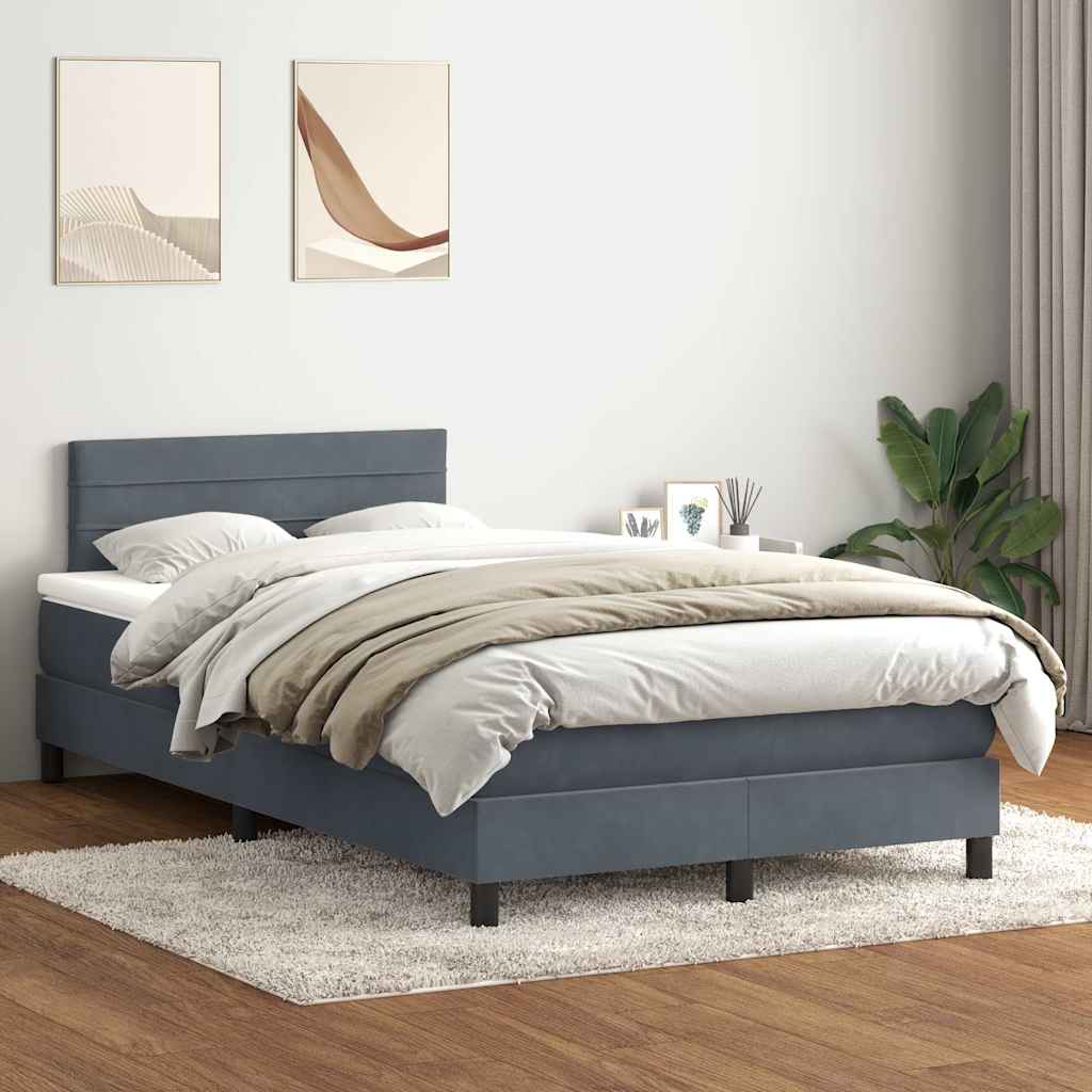 Box Spring krevet s madracem tamno sivi 120x220 cm baršun
