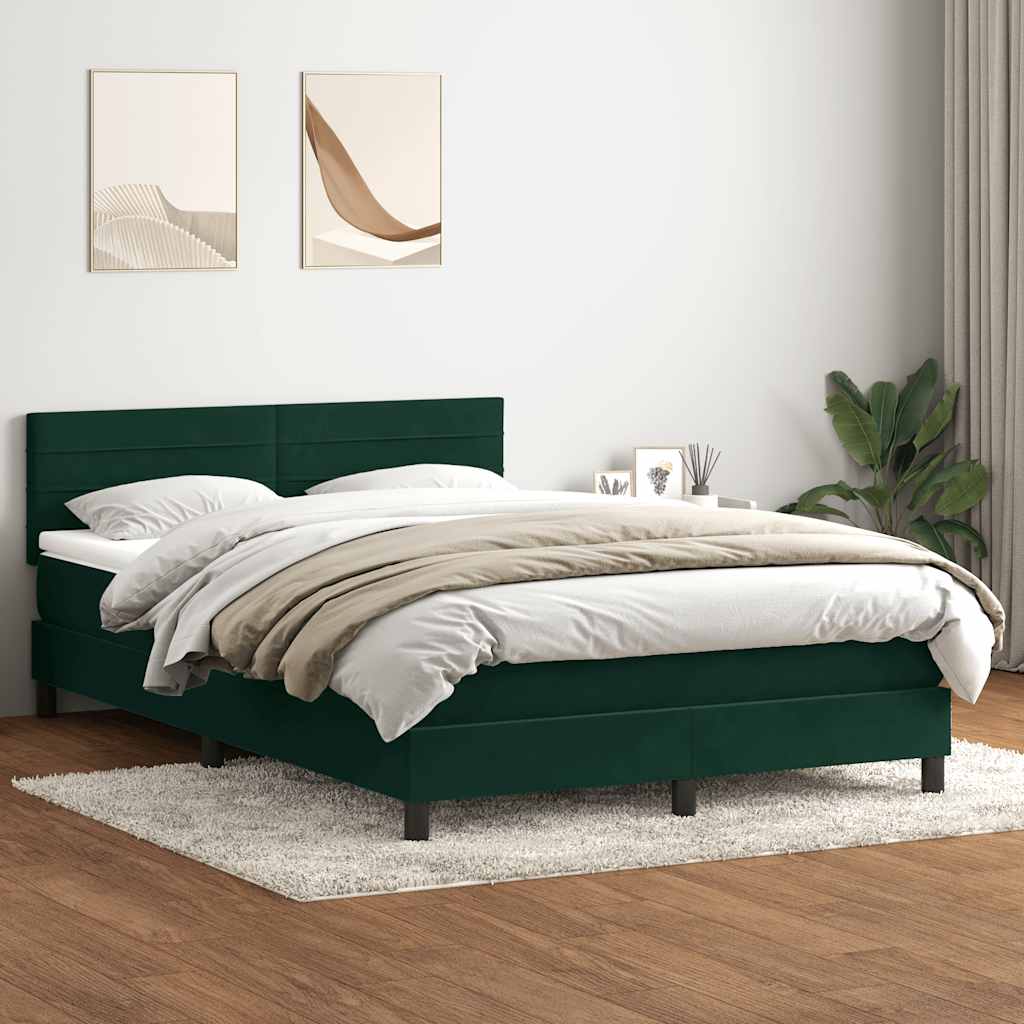 Box Spring krevet s madracem tamno zeleni 160x220 cm baršun