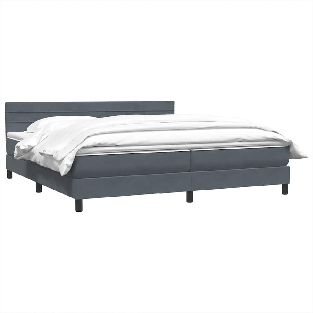 Box spring krevet s madracem tamnosivi 180x220 cm baršunasti