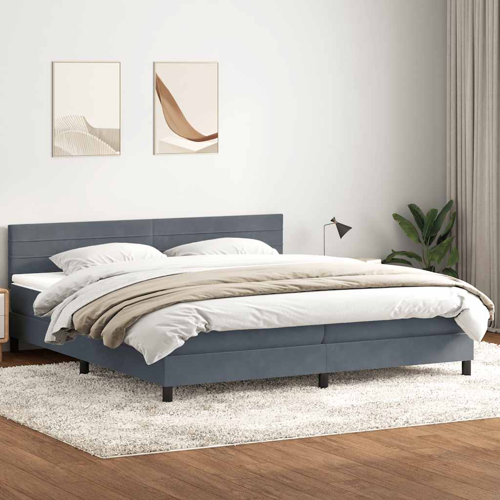 Box spring krevet s madracem tamnosivi 180x220 cm baršunasti
