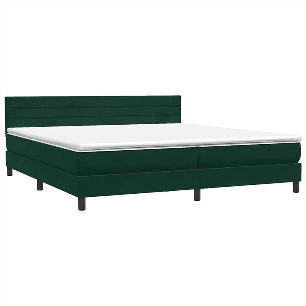 Box Spring krevet s madracem tamno zeleni 180x220 cm baršun