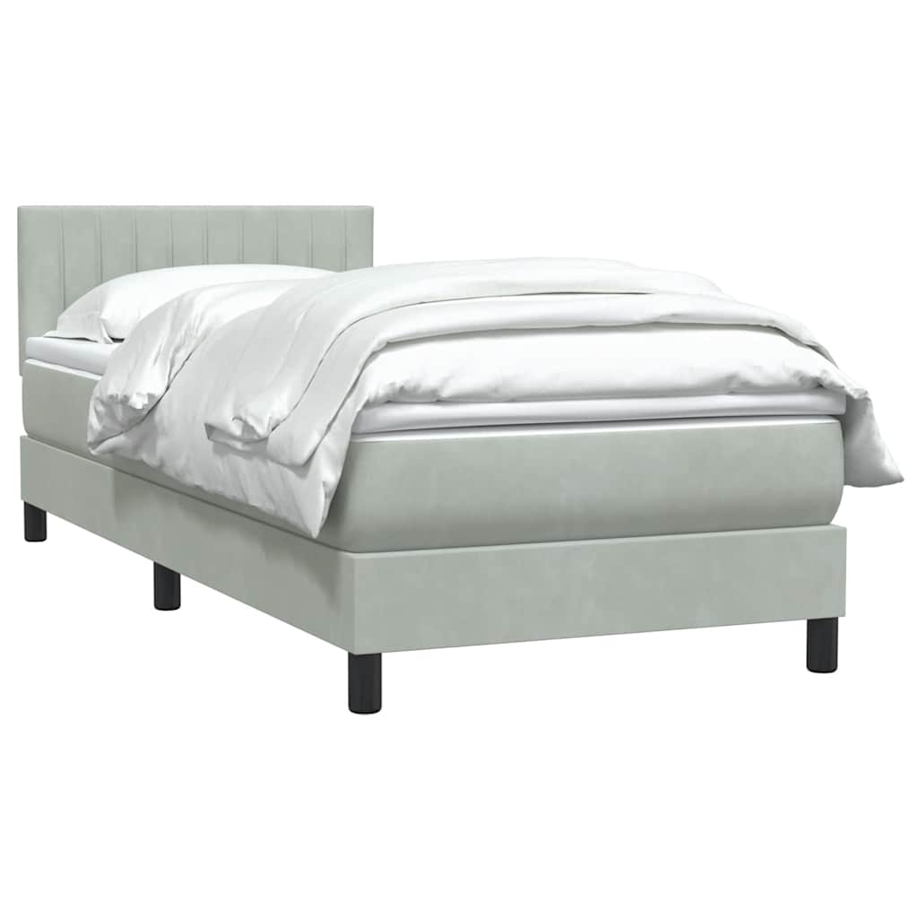 Box Spring krevet s madracem svijetlo sivi 80x210 cm baršun