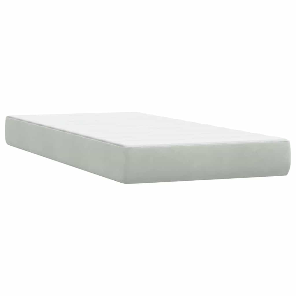 Box Spring krevet s madracem svijetlo sivi 90x210 cm baršun
