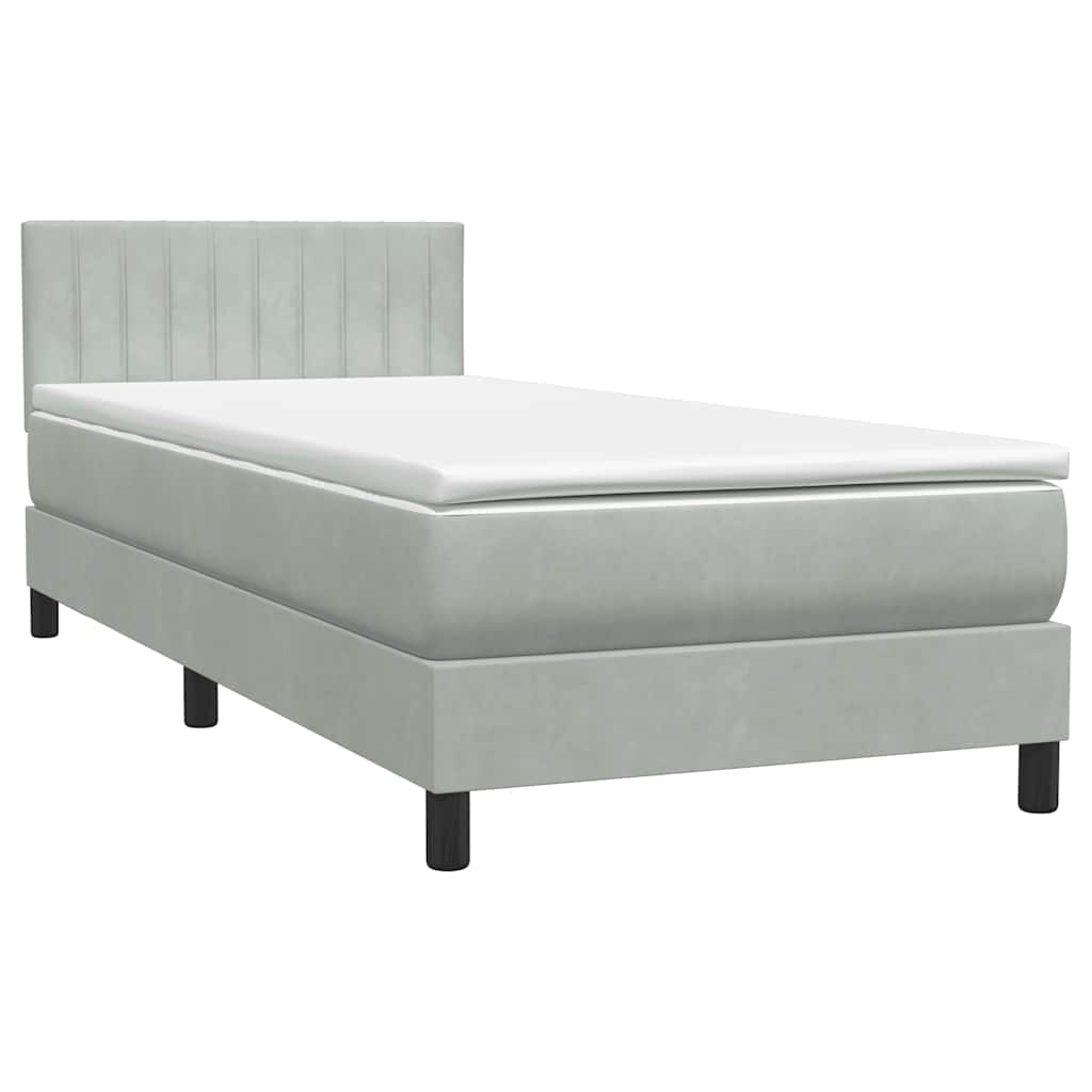 Box Spring krevet s madracem svijetlo sivi 80x220 cm samt