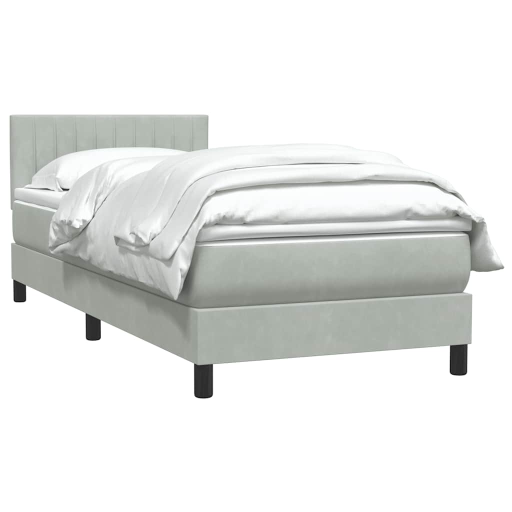 Box Spring krevet s madracem svijetlo sivi 80x220 cm samt