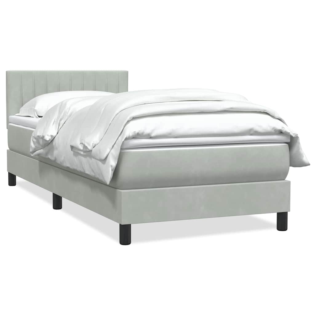 Box Spring krevet s madracem svijetlo sivi 80x220 cm samt