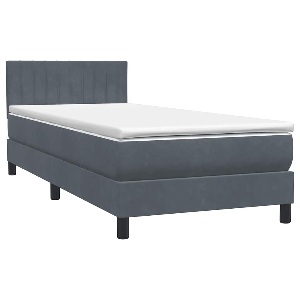 Box spring krevet s madracem tamnosivi 80 x 220 cm baršunasti