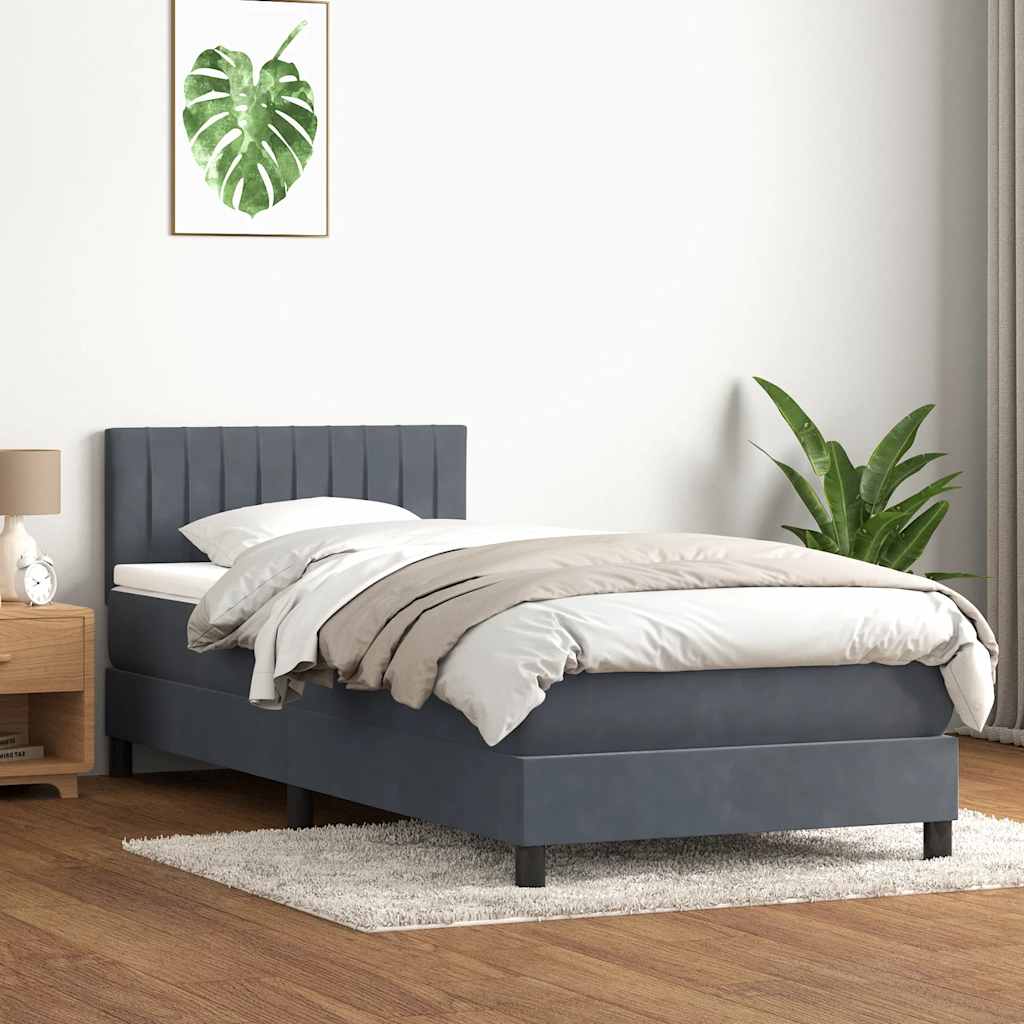 Box spring krevet s madracem tamnosivi 80 x 220 cm baršunasti