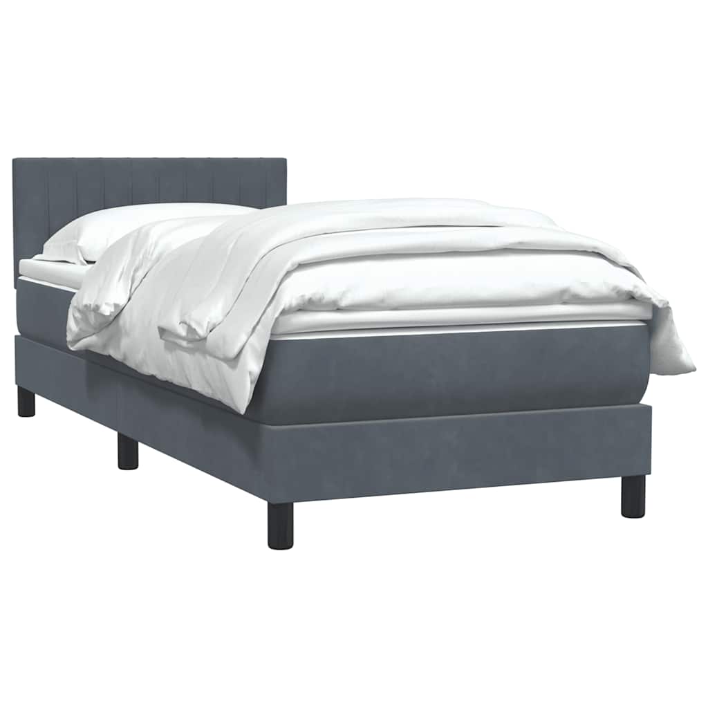 Box spring krevet s madracem tamnosivi 80 x 220 cm baršunasti