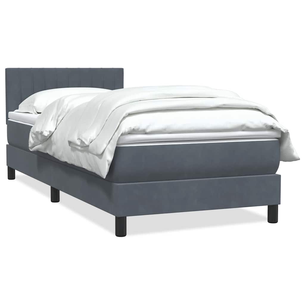 Box spring krevet s madracem tamnosivi 80 x 220 cm baršunasti