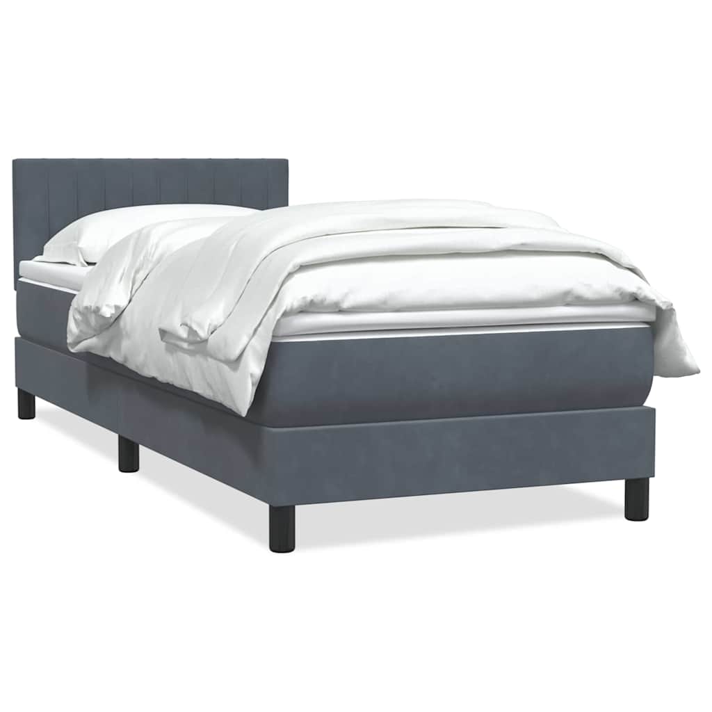 Box spring krevet s madracem tamnosivi 90x220 cm baršunasti