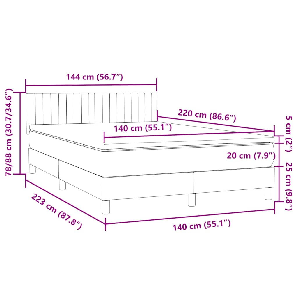 Box Spring krevet s madracem ružičasti 140x220 cm baršun