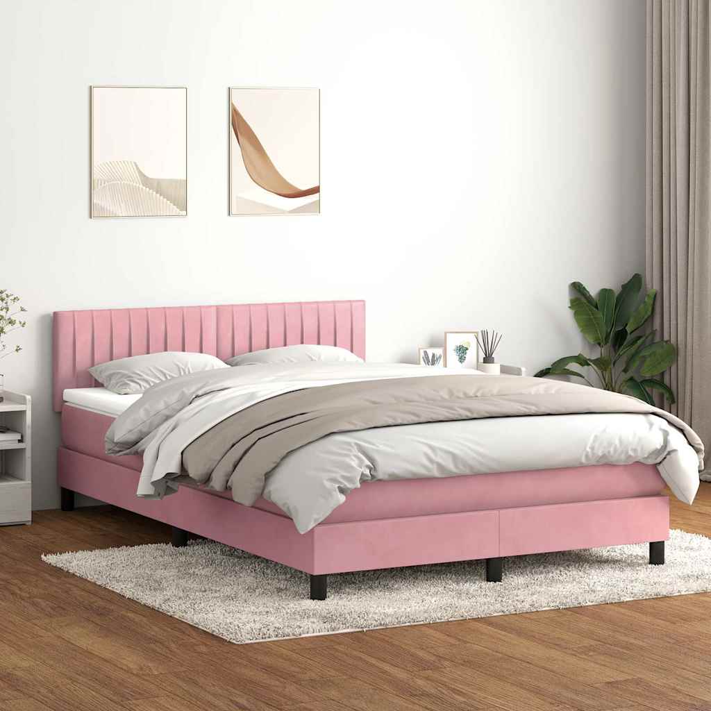 Box Spring krevet s madracem ružičasti 160x220 cm baršun
