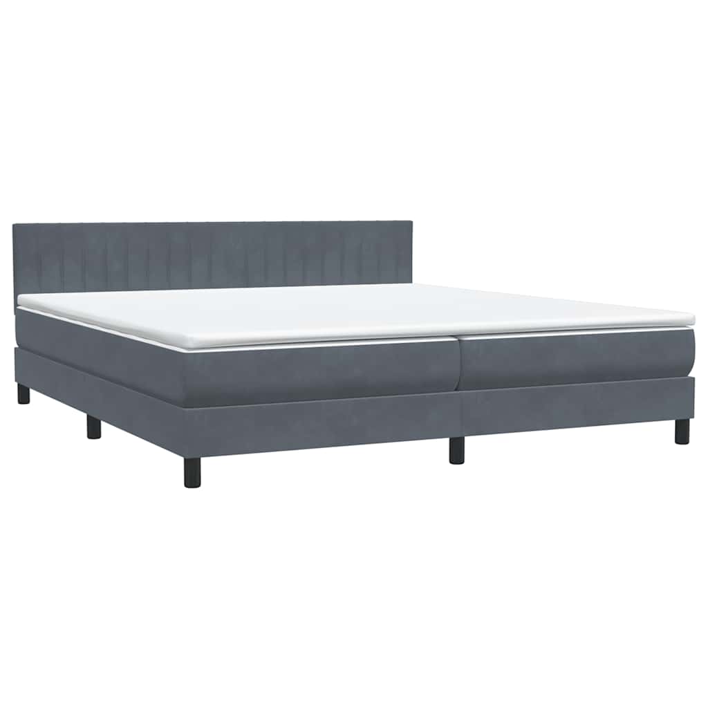 Box spring krevet s madracem tamnosivi 180x220 cm baršunasti