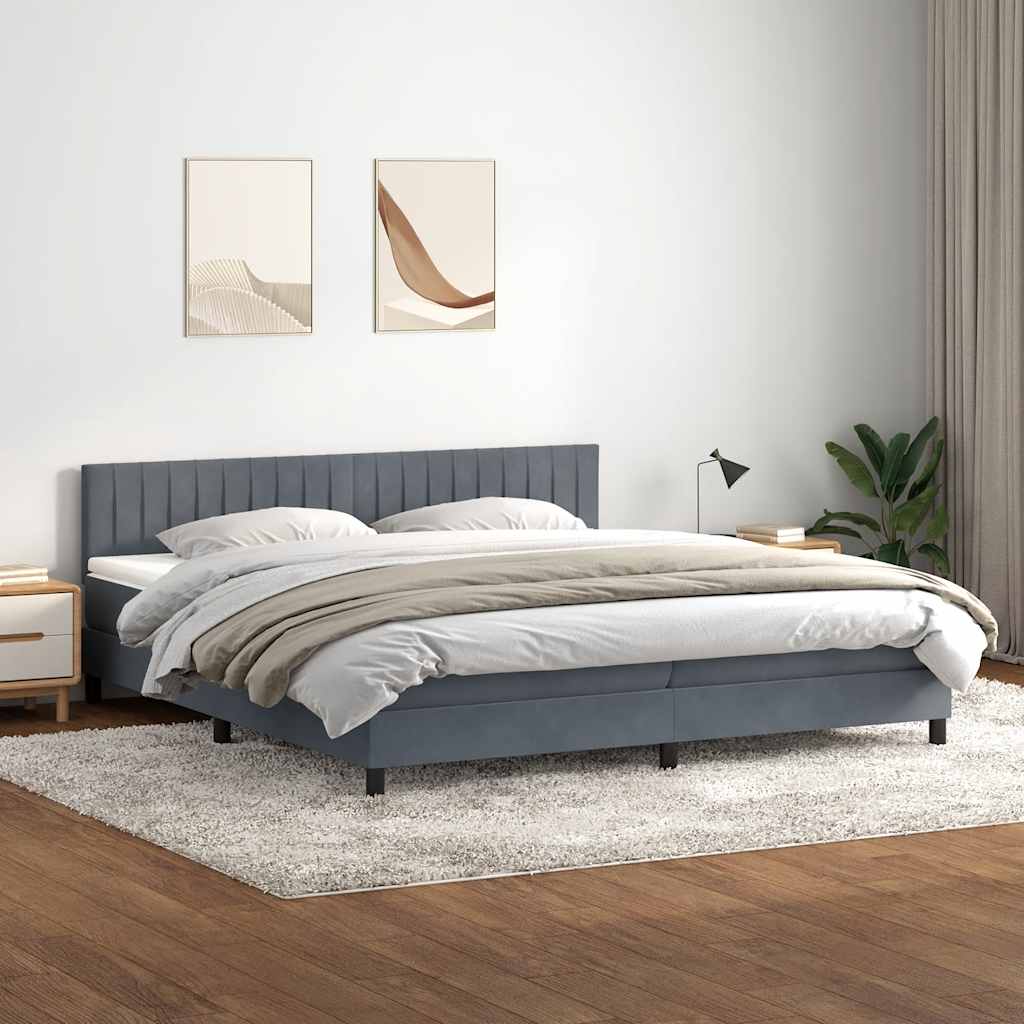 Box spring krevet s madracem tamnosivi 180x220 cm baršunasti