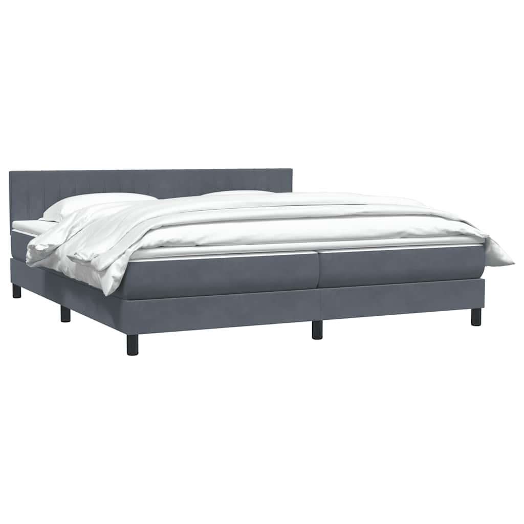 Box spring krevet s madracem tamnosivi 180x220 cm baršunasti