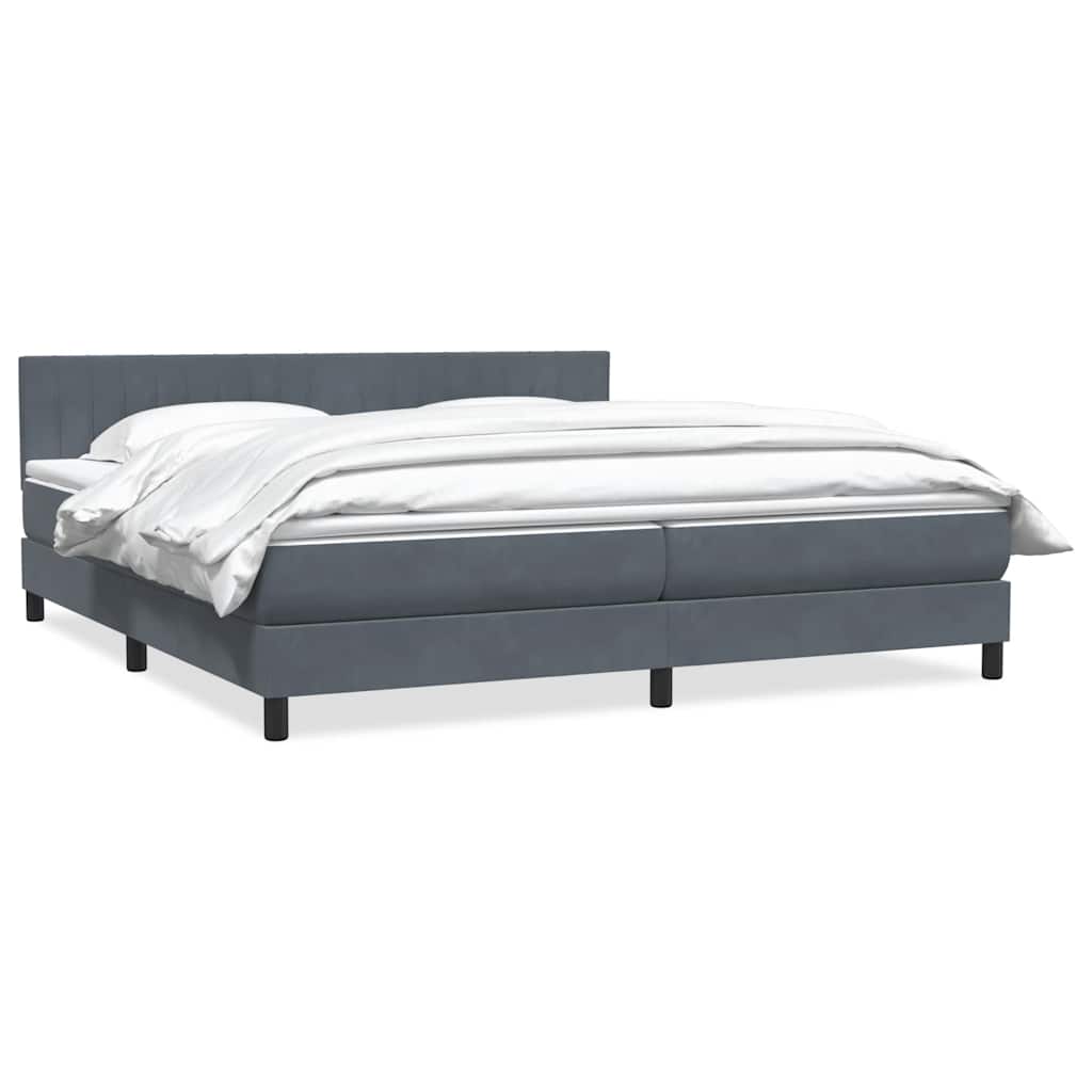 Box spring krevet s madracem tamnosivi 180x220 cm baršunasti