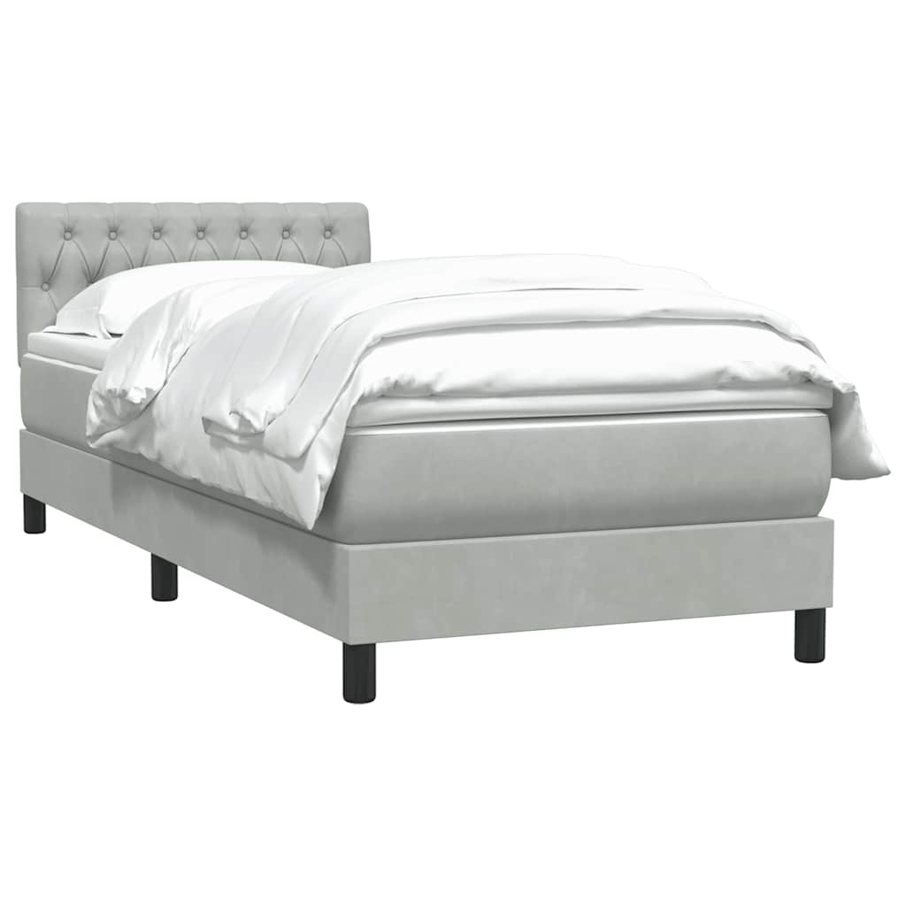 Box Spring krevet s madracem svijetlo sivi 80x210 cm baršun