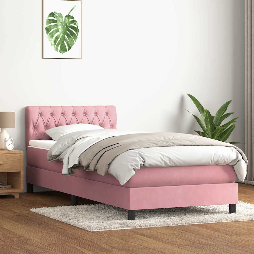 Box Spring krevet s madracem ružičasti 90x210 cm samt