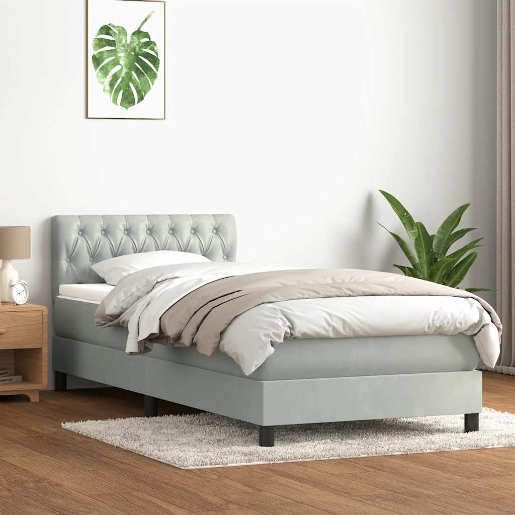 Box Spring krevet s madracem svijetlo sivi 80x220 cm samt