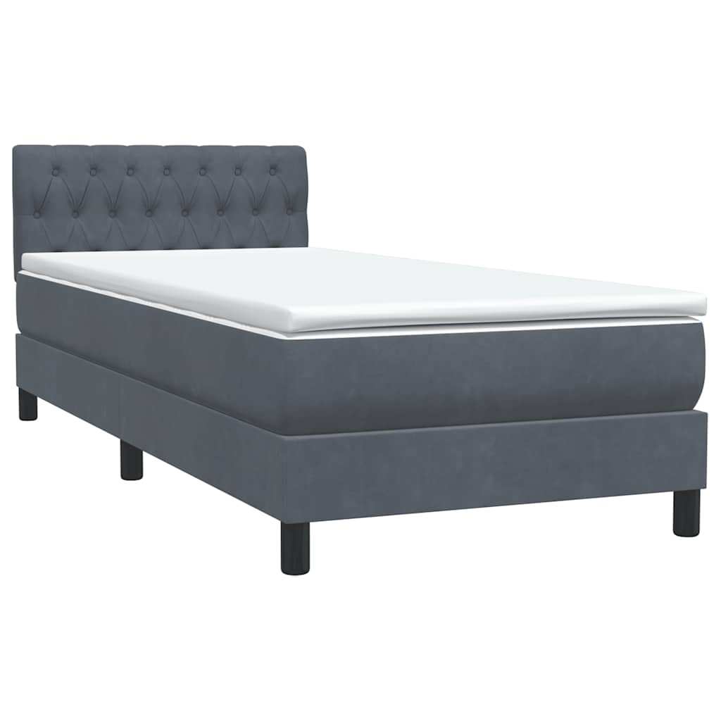 Box spring krevet s madracem tamnosivi 80 x 220 cm baršunasti