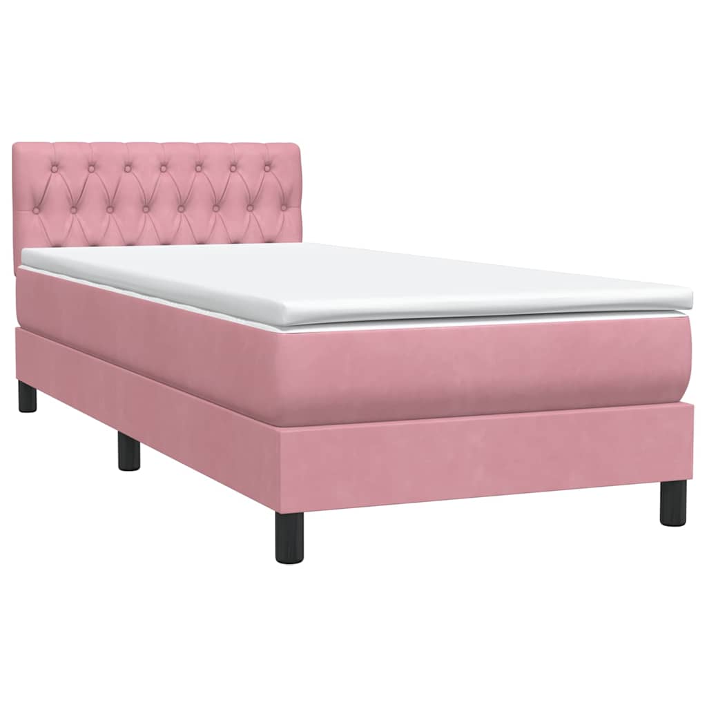 Box spring krevet s madracem ružičasti 90x220 cm baršunasti