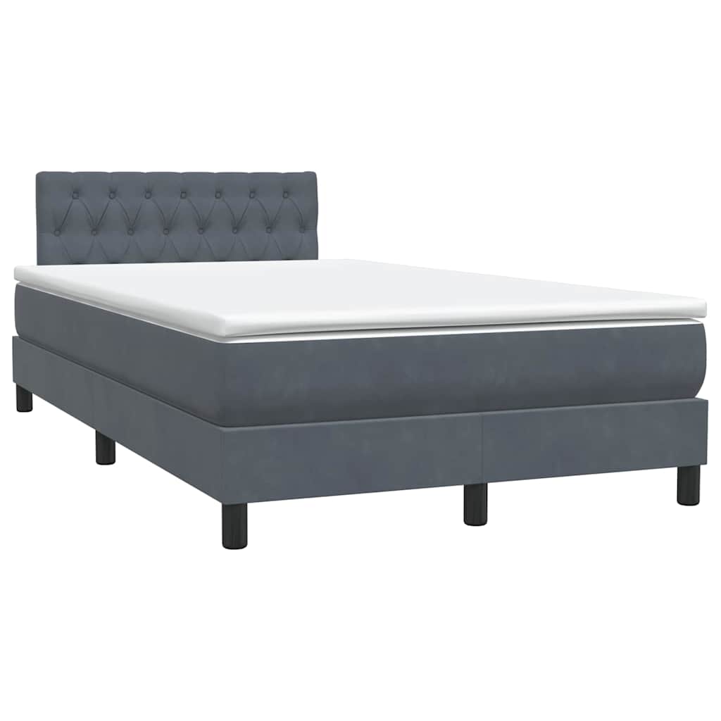 Box Spring krevet s madracem tamno sivi 120x220 cm baršun