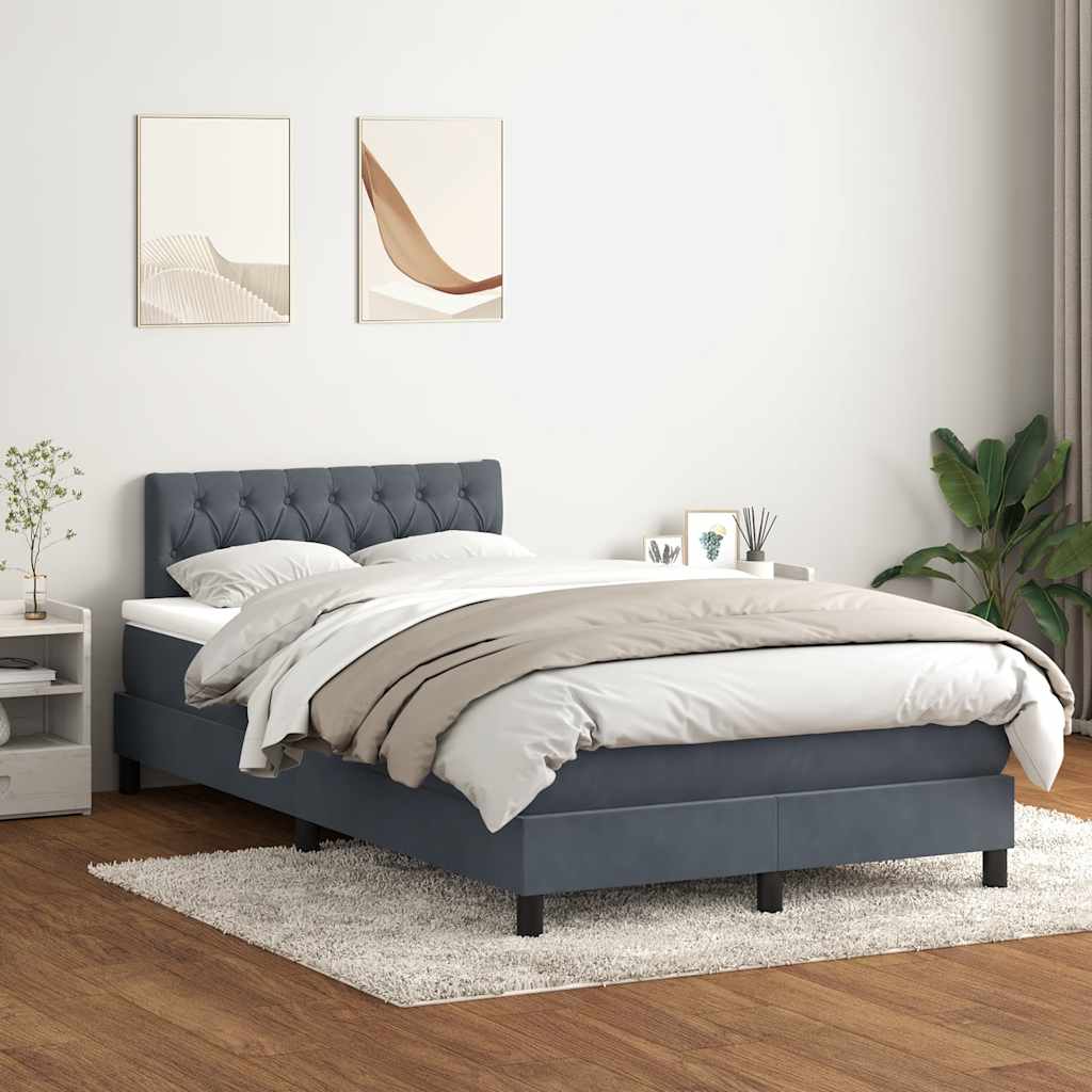 Box Spring krevet s madracem tamno sivi 120x220 cm baršun