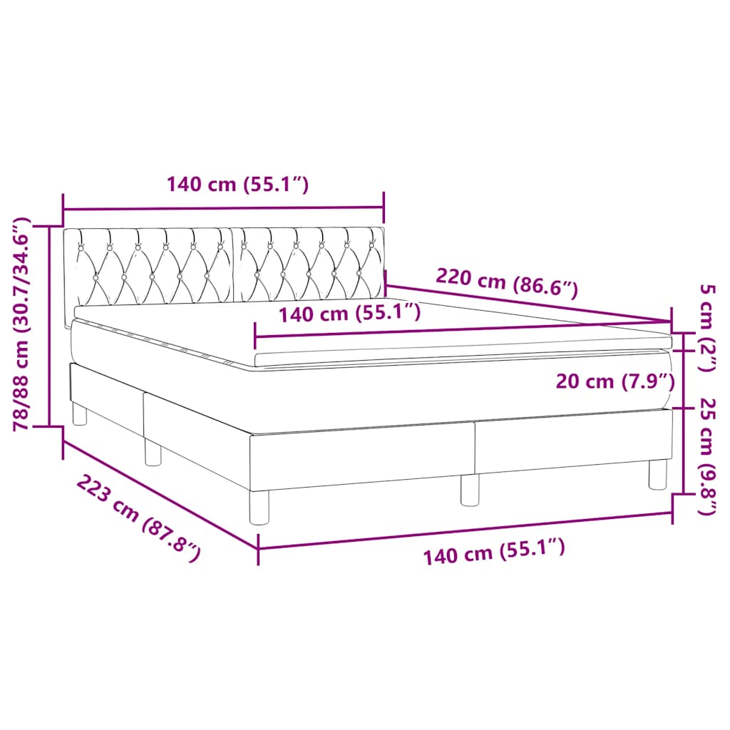 Box Spring krevet s madracem ružičasti 140x220 cm baršun