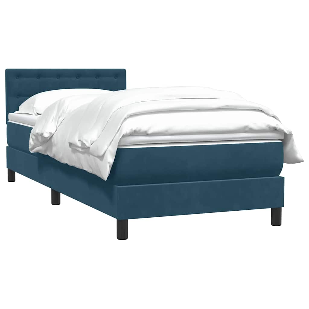 Box Spring krevet s madracem tamnoplavi 80x210 cm baršun