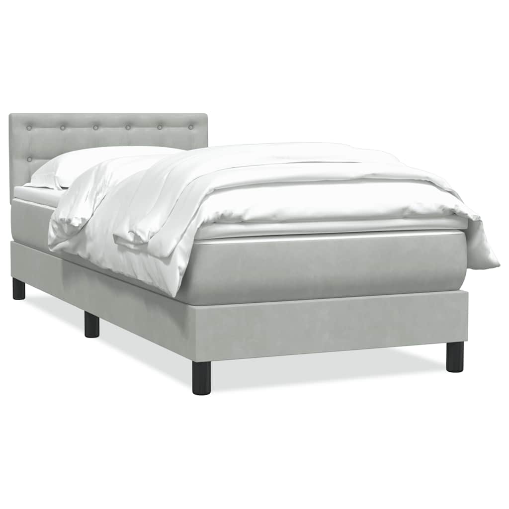 Box Spring krevet s madracem svijetlo sivi 90x210 cm baršun
