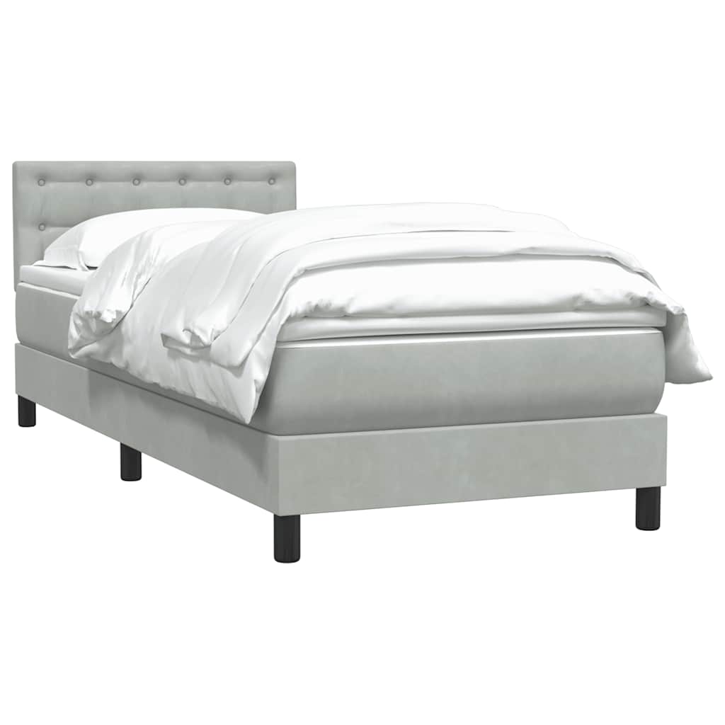 Box Spring krevet s madracem svijetlo sivi 80x220 cm samt