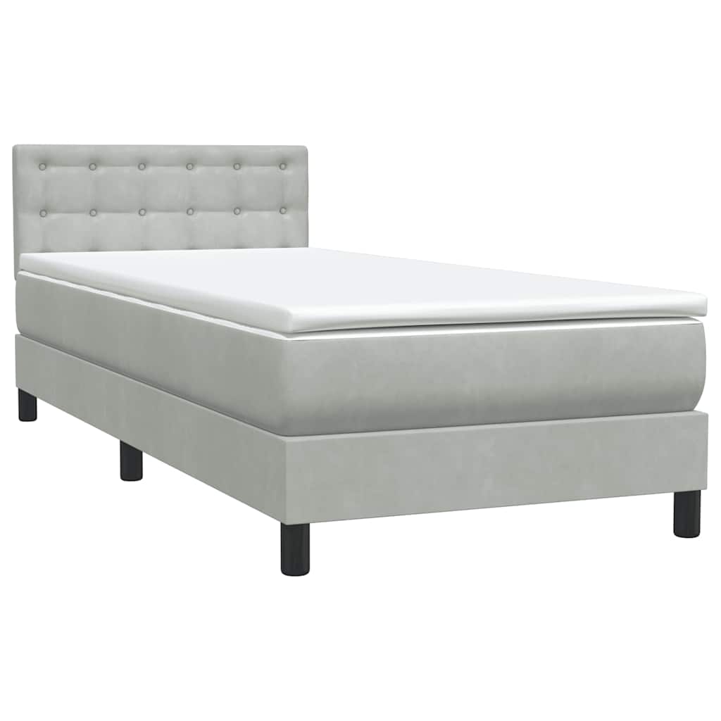 Box Spring krevet s madracem svijetlo sivi 80x220 cm samt
