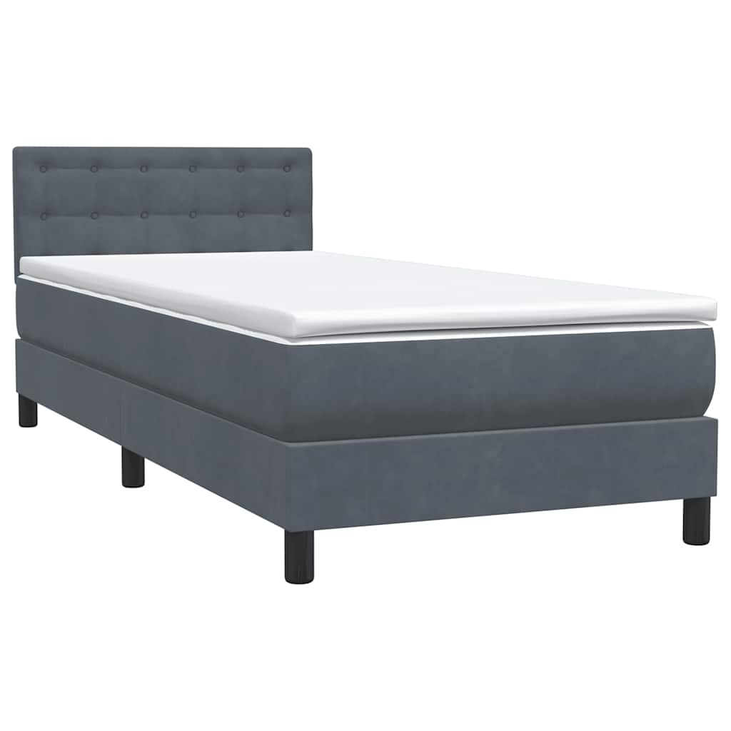 Box spring krevet s madracem tamnosivi 80 x 220 cm baršunasti