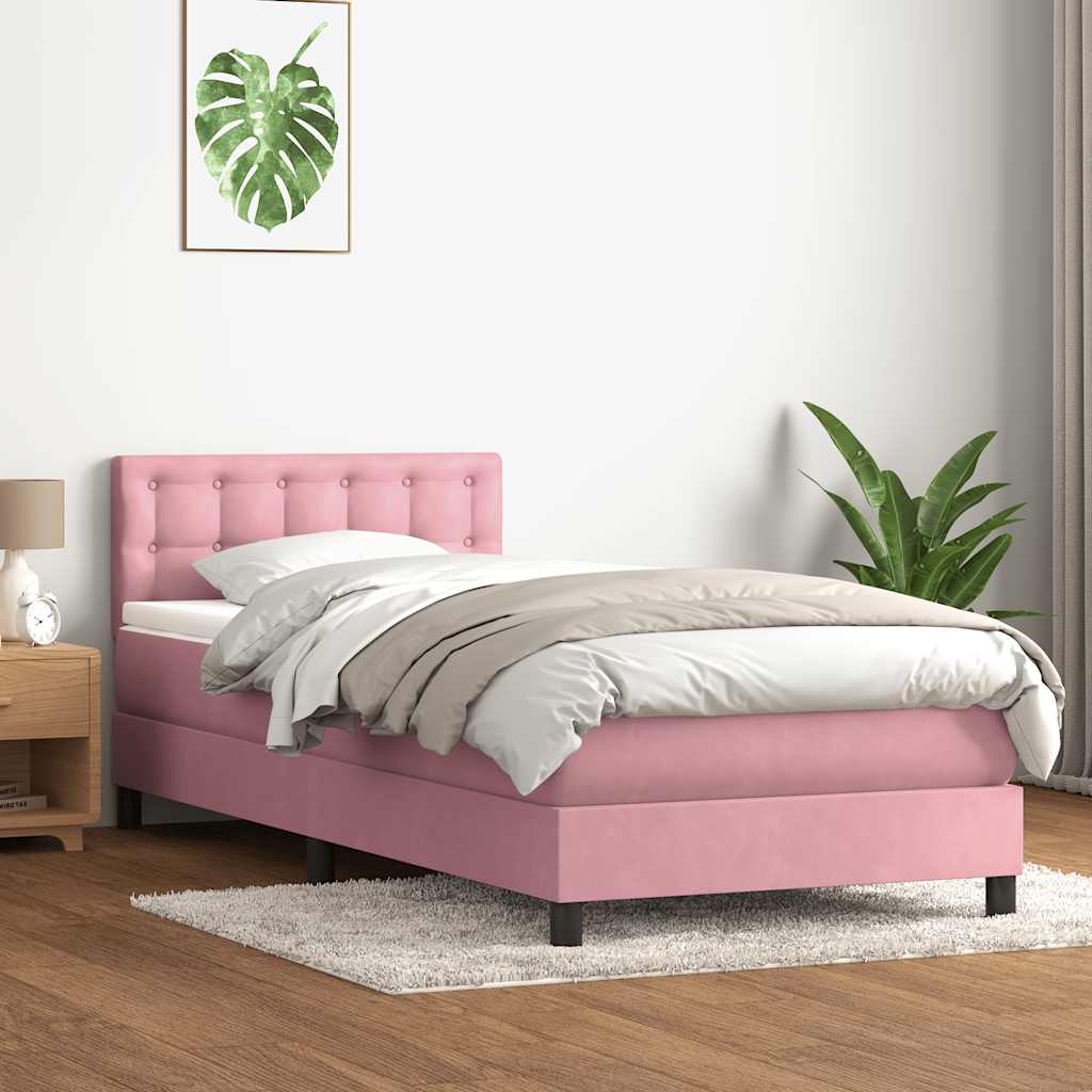 Box spring krevet s madracem ružičasti 90x220 cm baršunasti