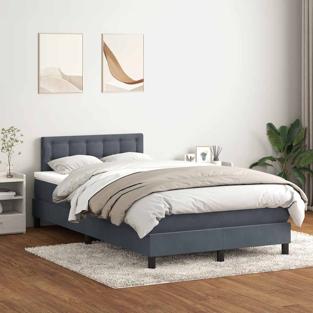 Box Spring krevet s madracem tamno sivi 120x220 cm baršun