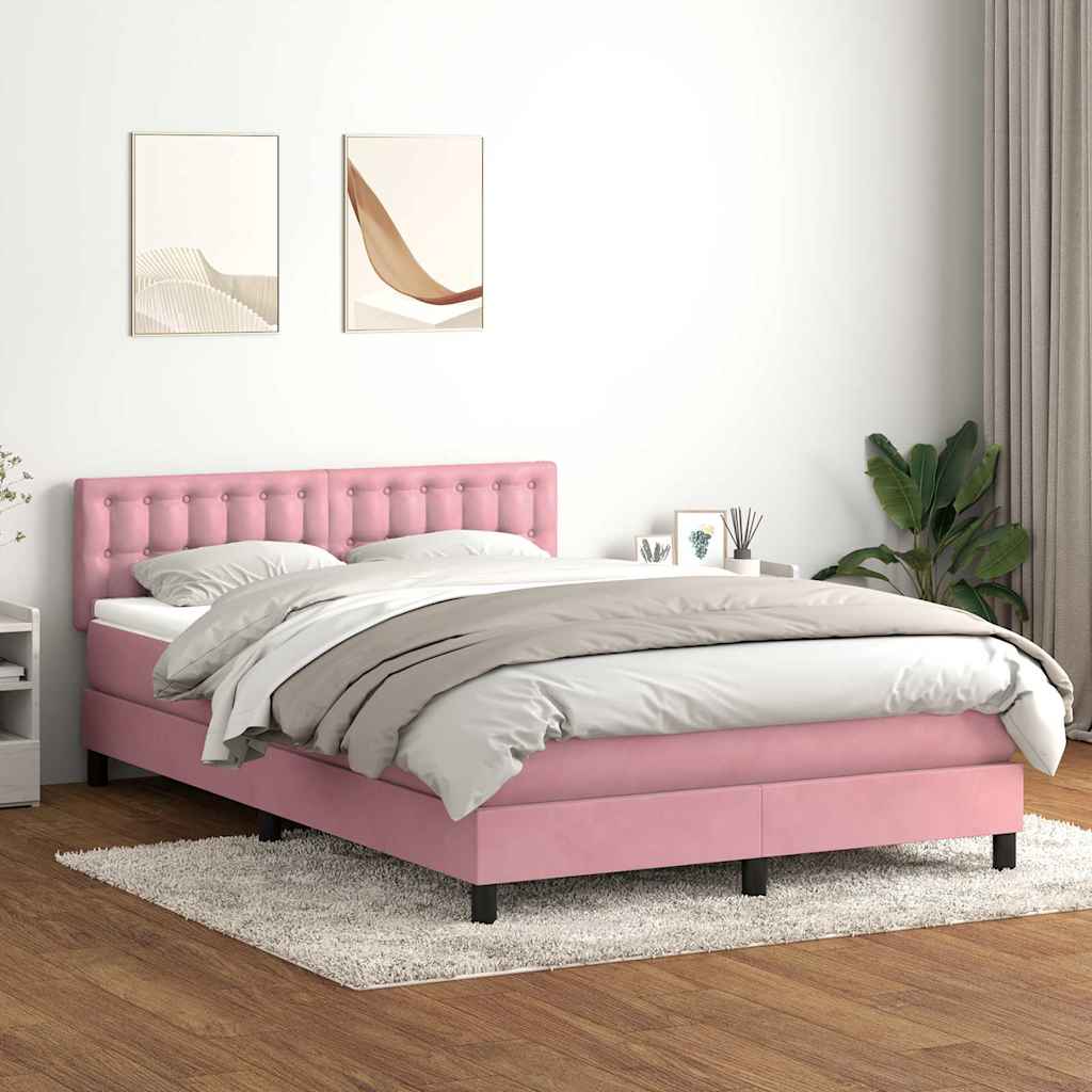 Box Spring krevet s madracem ružičasti 140x220 cm baršun