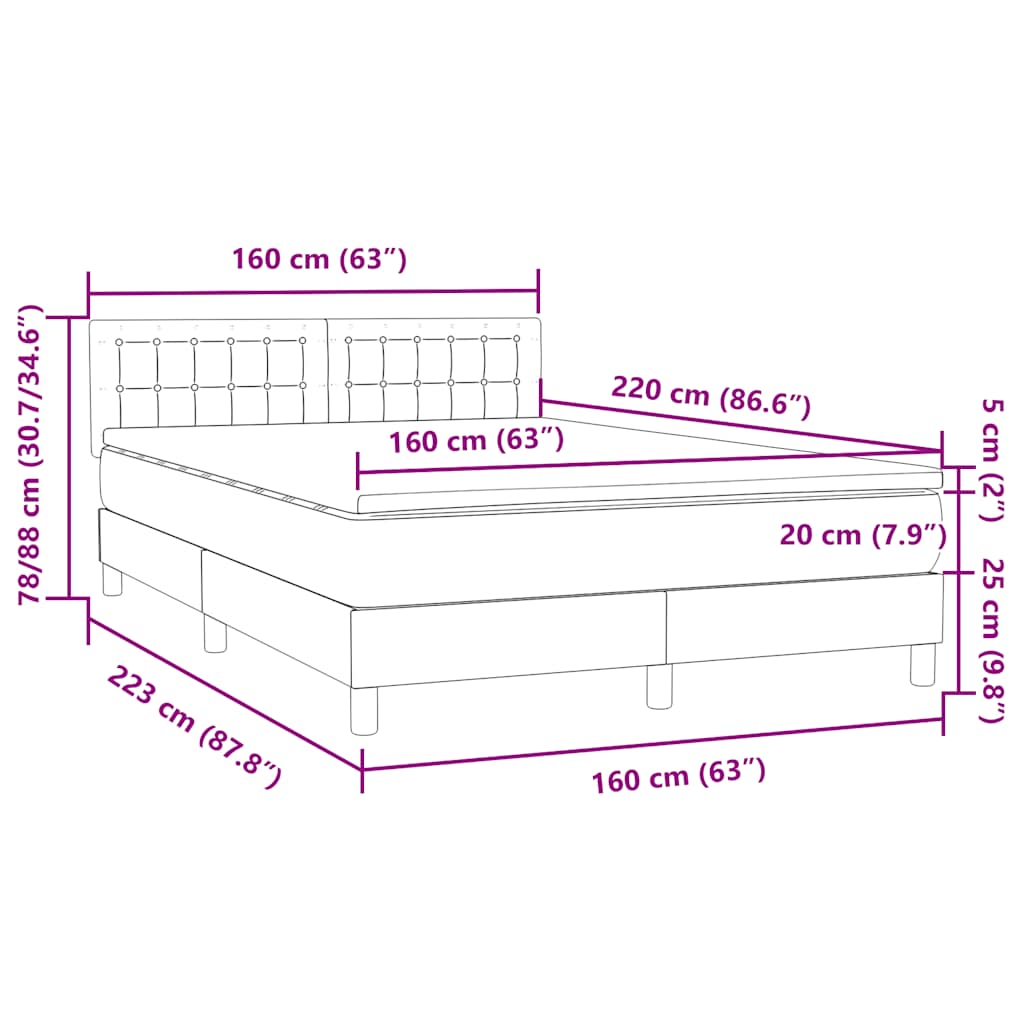 Box Spring krevet s madracem tamno zeleni 160x220 cm baršun