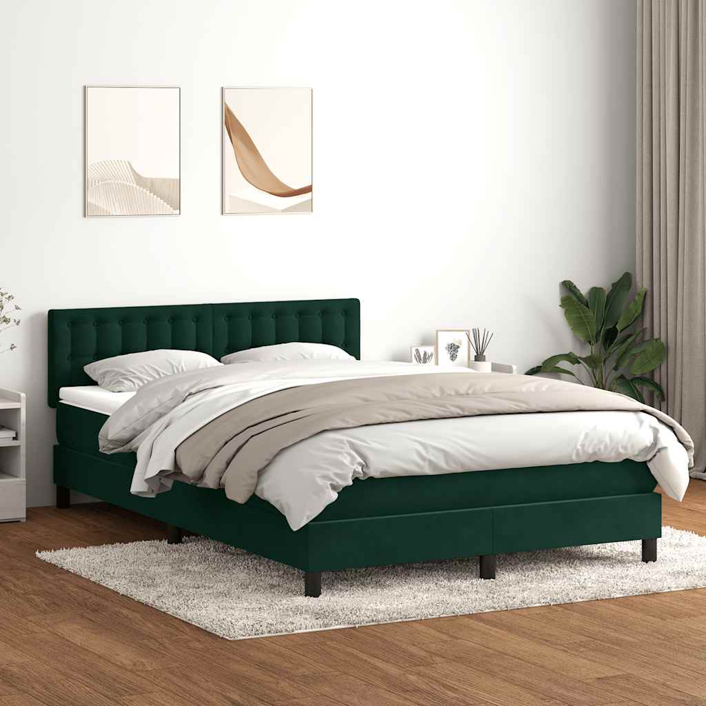 Box Spring krevet s madracem tamno zeleni 160x220 cm baršun