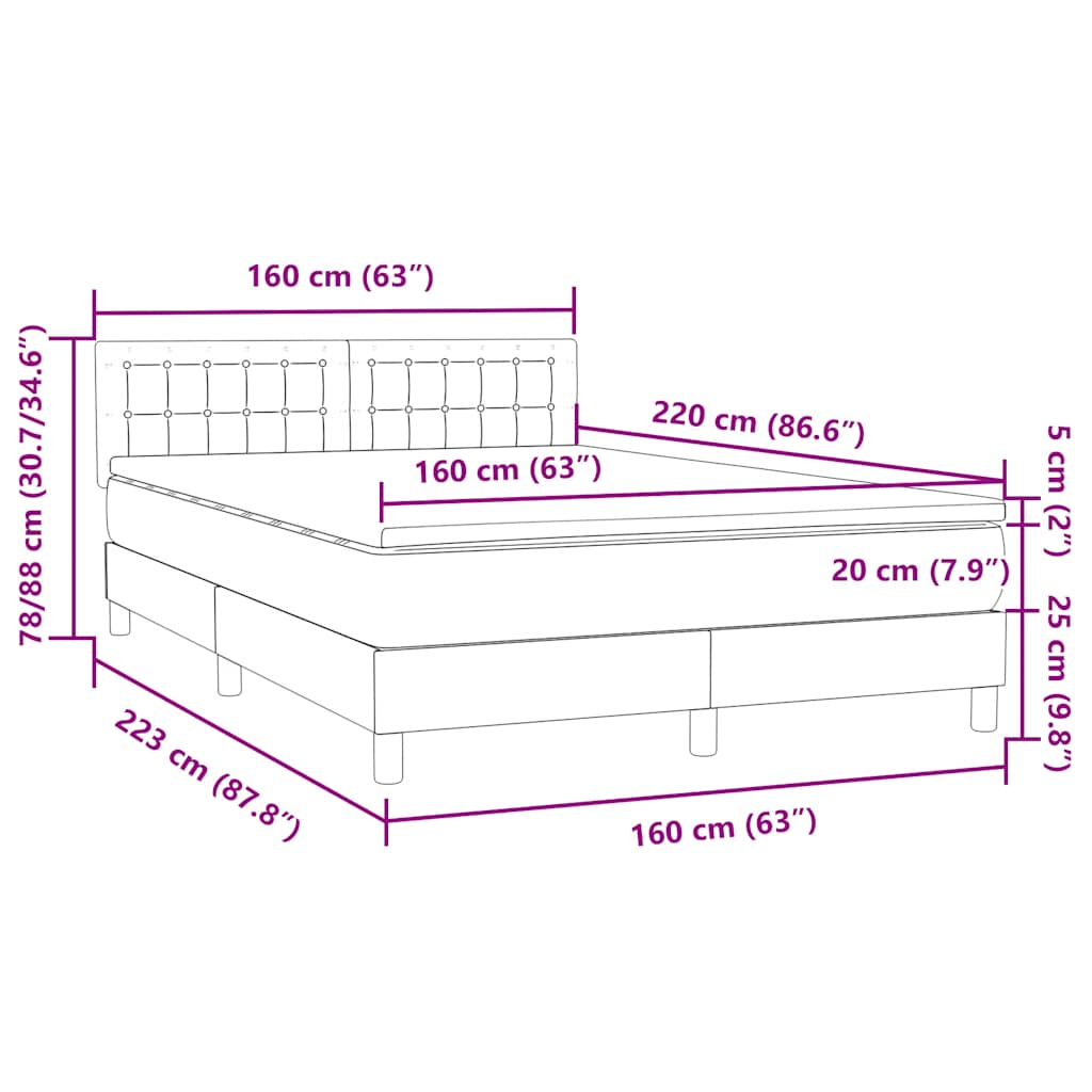 Box Spring krevet s madracem ružičasti 160x220 cm baršun