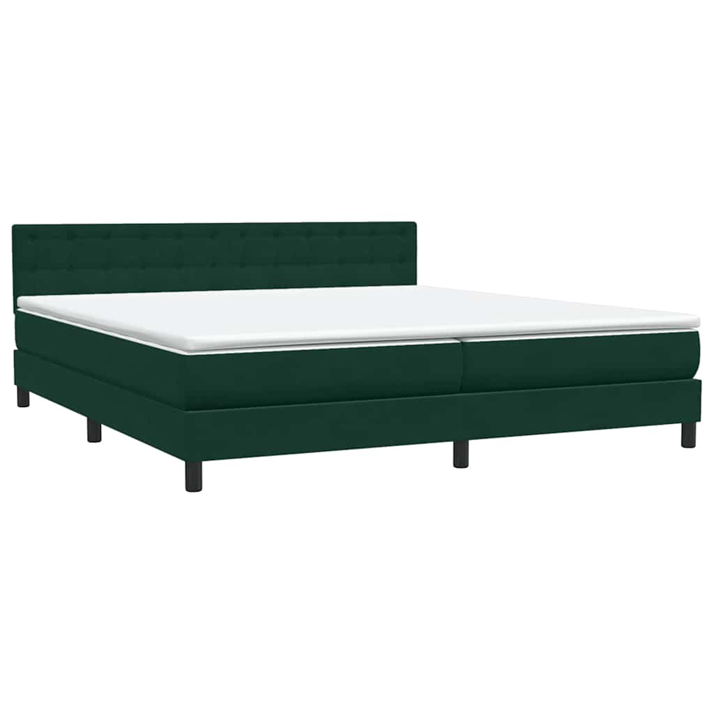 Box Spring krevet s madracem tamno zeleni 180x220 cm baršun