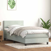 Box Spring krevet s madracem i LED svijetlo sivi 90x210 cm baršun