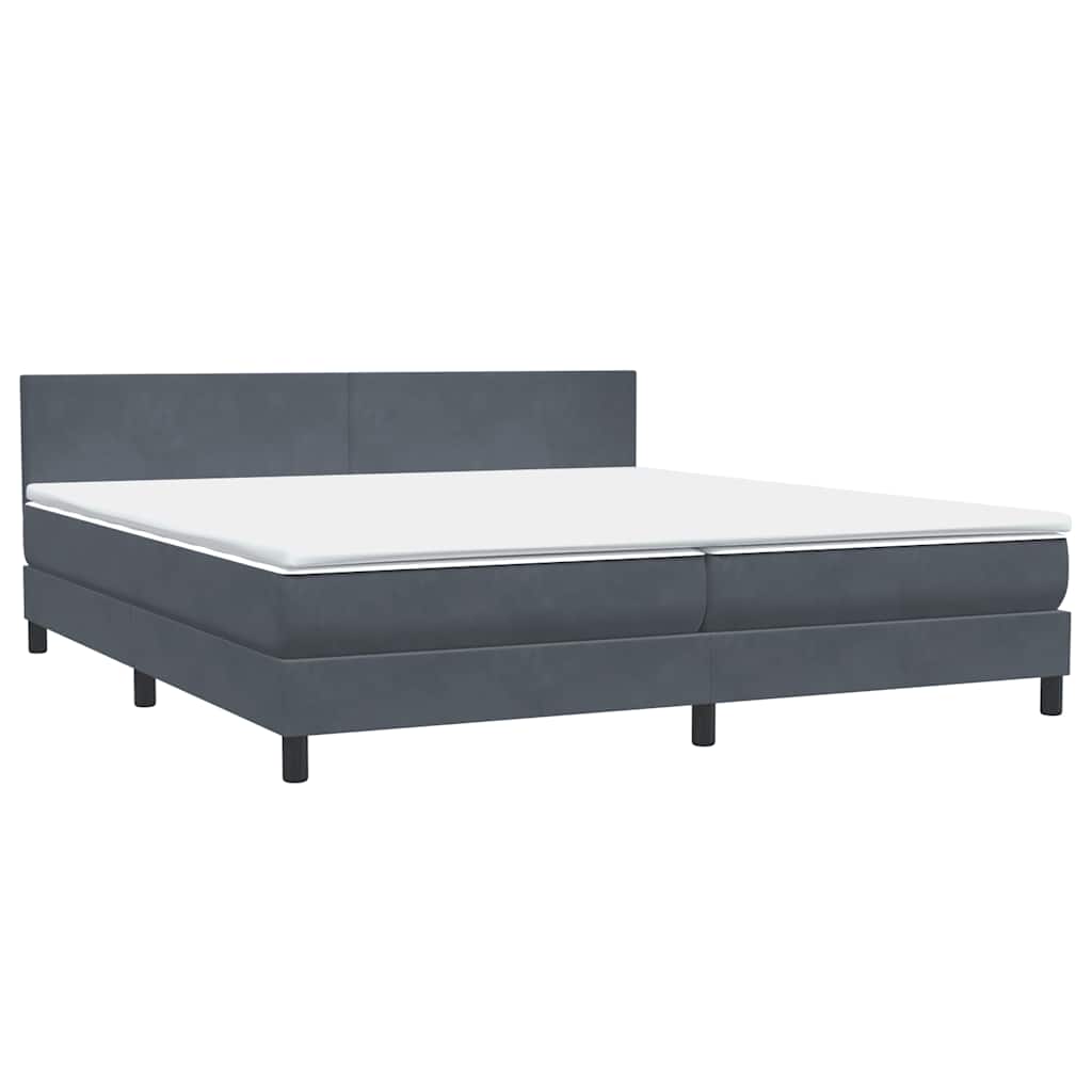 Krevet s oprugama i madracem LED tamnosivi 180x210 cm baršunasti