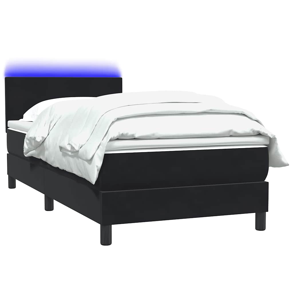 Box Spring krevet s madracem i LED crni 80 x 220 cm baršunasti
