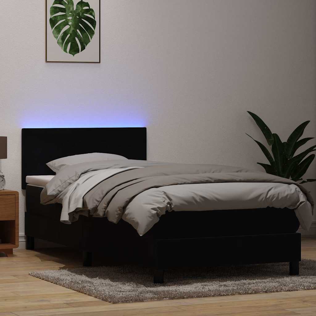 Box Spring krevet s madracem i LED crni 80 x 220 cm baršunasti