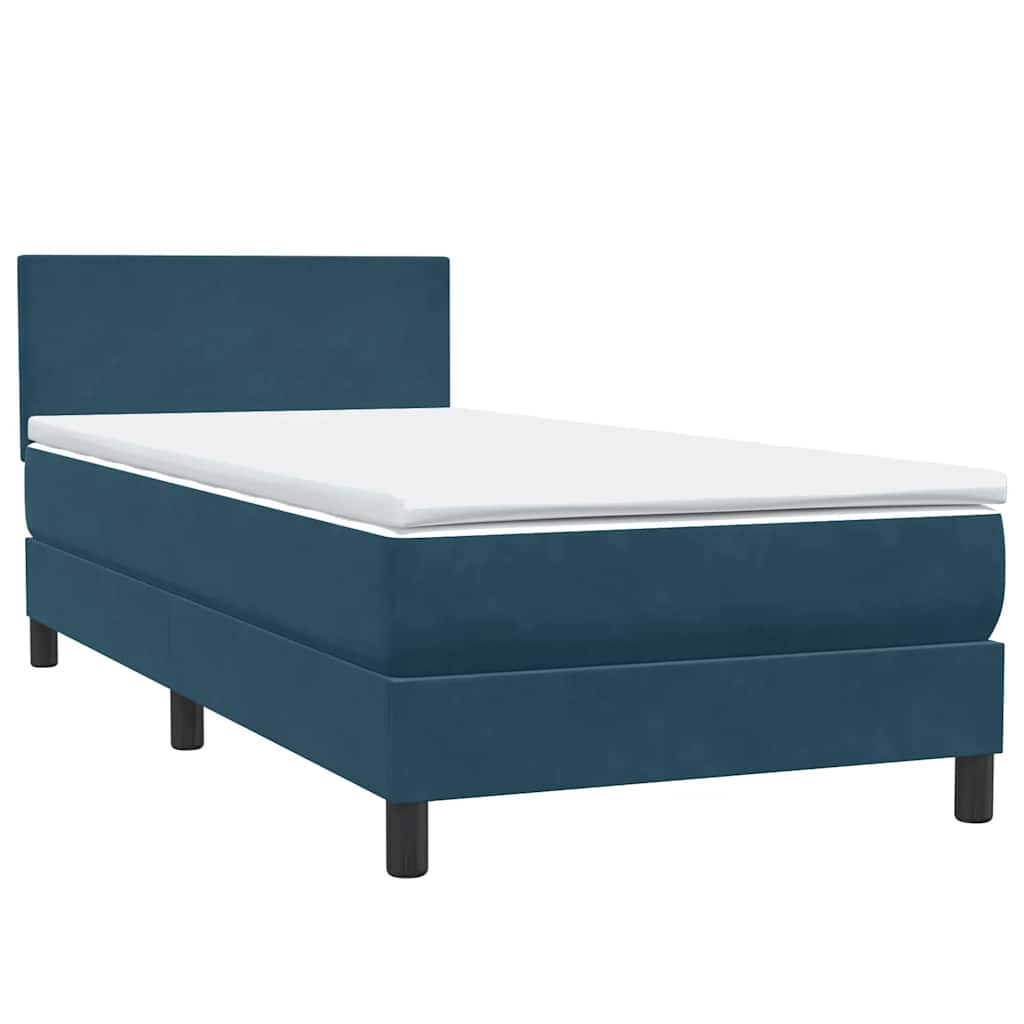 Box Spring krevet s madracem i LED tamnoplavi 80x220 cm baršunasti