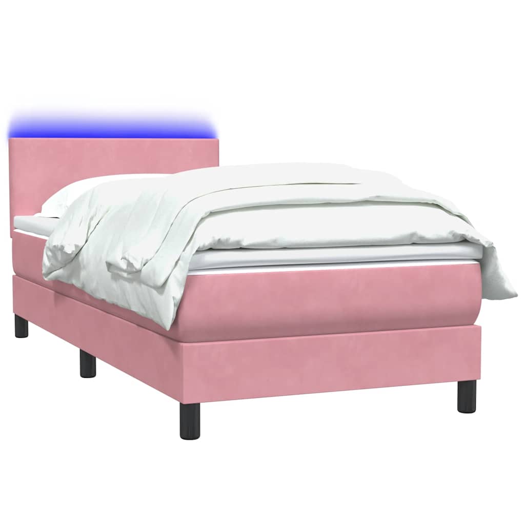 Box Spring krevet s madracem i LED ružičasti 80 x 220 cm baršunasti