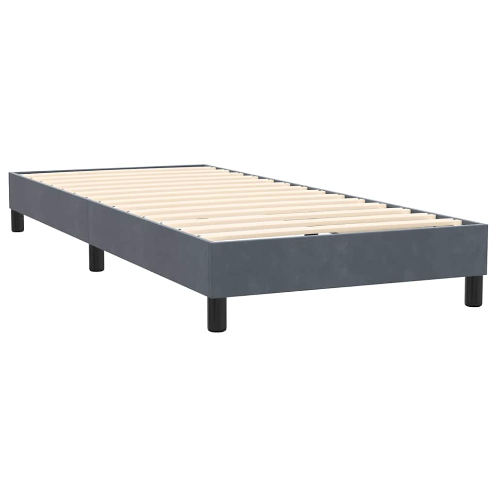 Box Spring krevet s madracem i LED tamnosivi 90x220 cm baršunasti
