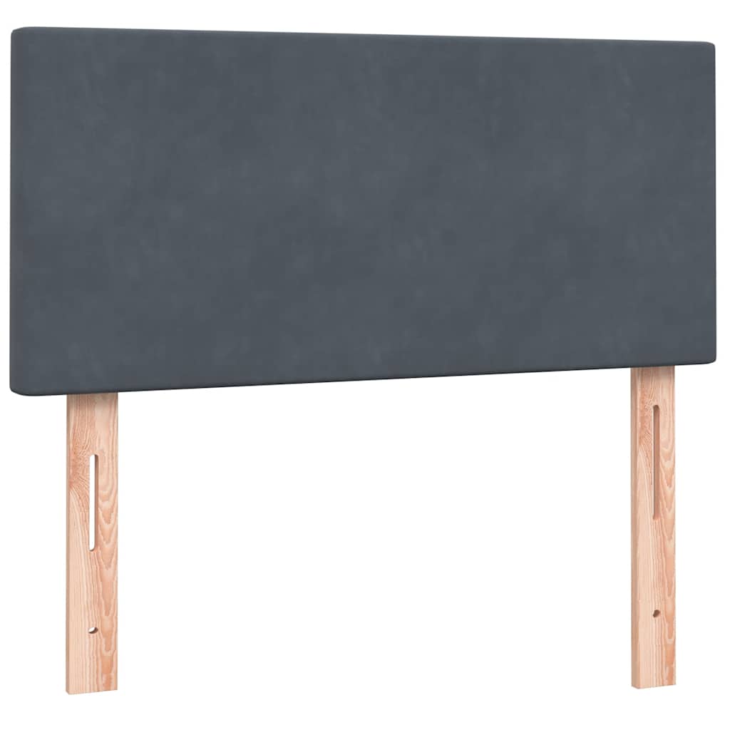 Box Spring krevet s madracem i LED tamnosivi 90x220 cm baršunasti